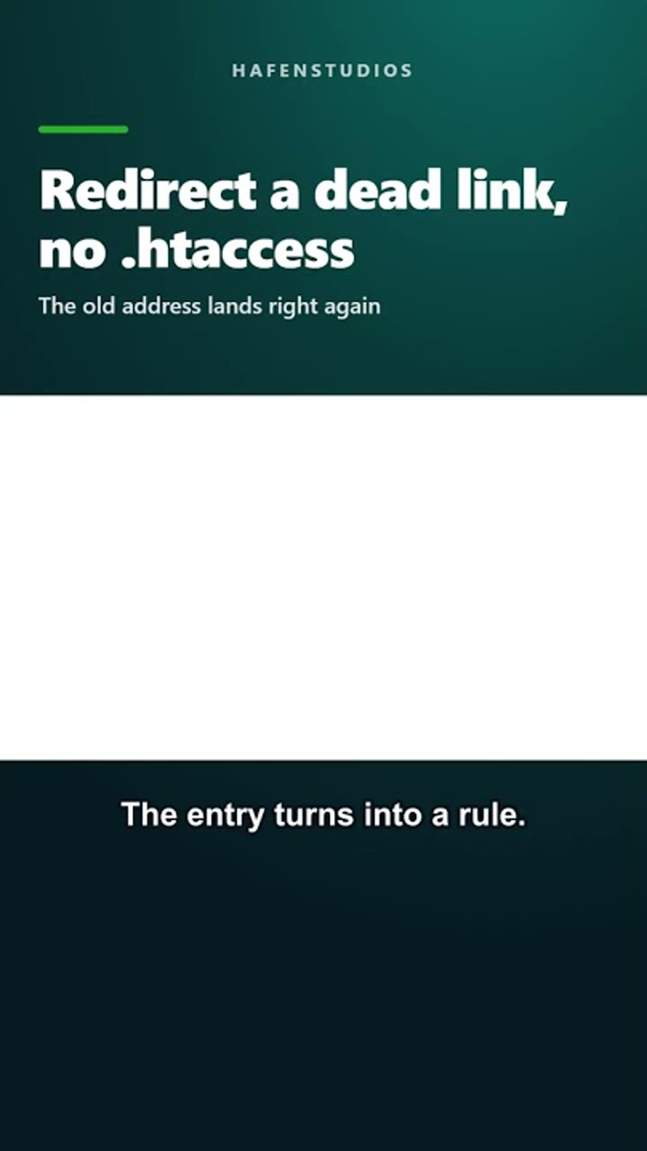 Short: a dead link in WordPress redirected with Linkjet, without editing .htaccess