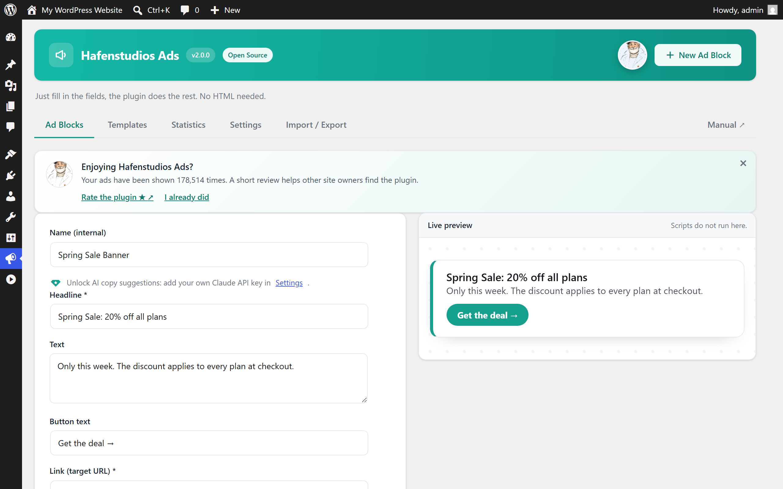 Adjet: Editor mit Live-Vorschau